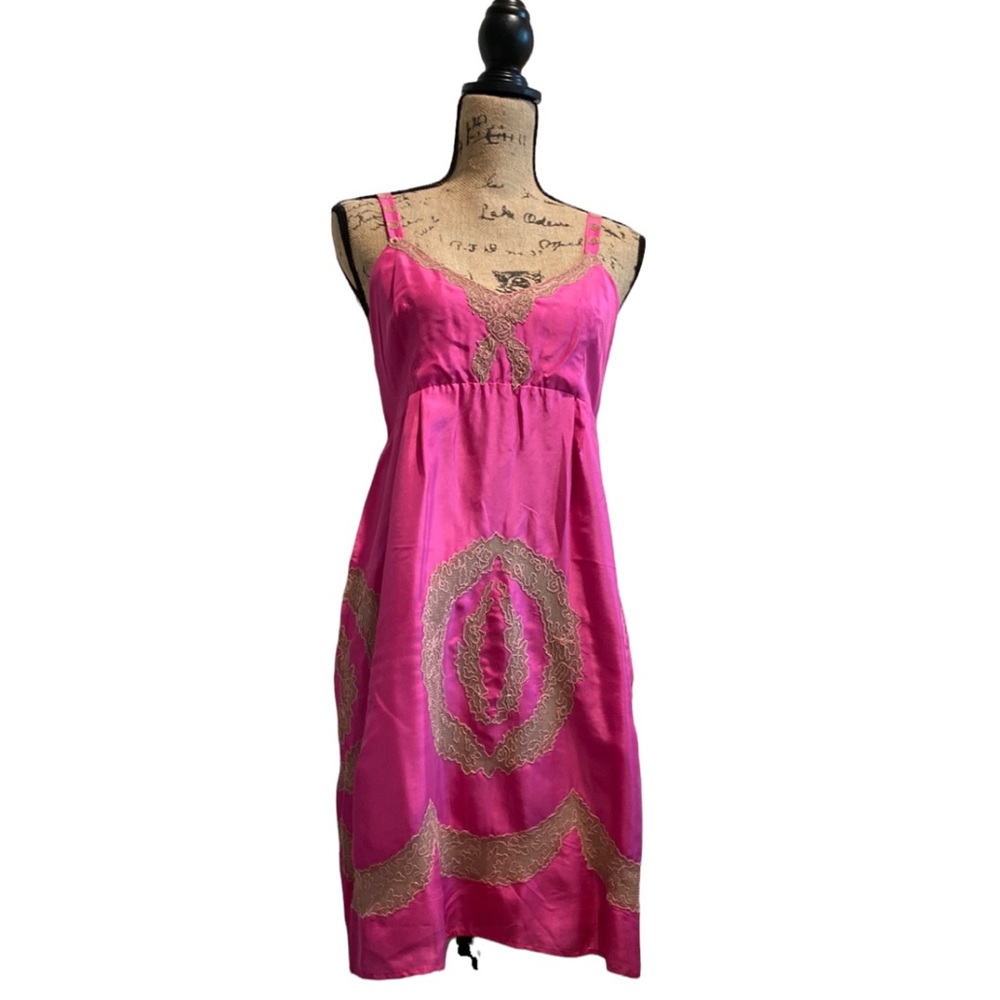 RARE VTG NWOT Yoana Baraschi | Pink 100% Silk Slip Dress | Medium